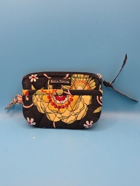 Bella Taylor Black Floral Quilted Coin Pouch